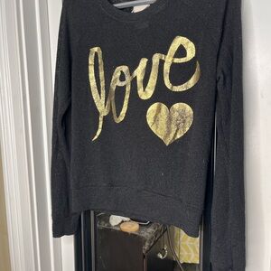 Modern Lux Black Sweater with Gold Love Design